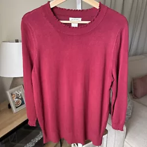 MAX STUDIO Sweater Womens L Rayon Blend Tunic Jumper Long Sleeve Pullover Red - Picture 1 of 6