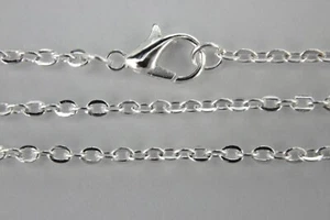 Cable Chain Flat Link Silver Plated 2 MM Wholesale Lots Necklace 18 - 24 Inch - Picture 1 of 1