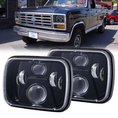 Par de faros LED 7x6 5x7 haz alto bajo para Ford F-150 1981 1982 1983 1984 1985 Foto 1 de 4