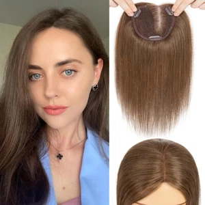 100% Remy Human Hair Topper Toupee Clip in Hairpiece U-Part Lace Base Side Part - Picture 1 of 17
