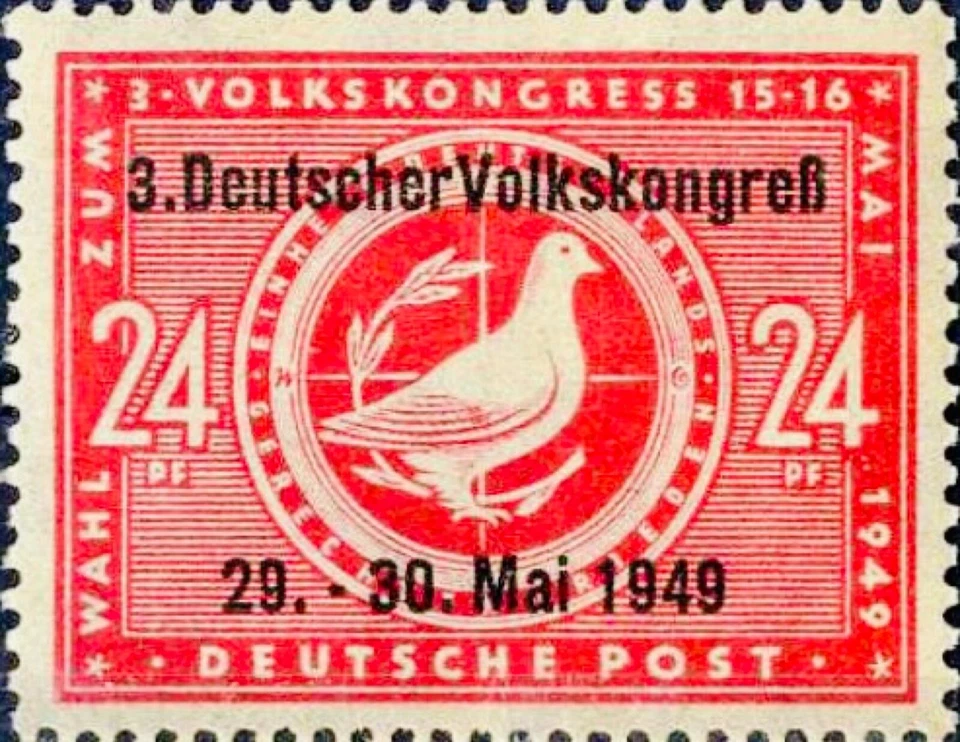 RDA SBZ #Mi233II MNH 1949 Paloma Rama de Olivo Congreso Popular Alemán [10N47] Foto 1 de 1