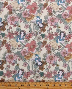 Cotton Snow White Floral Forest Disney Princess Yellow Fabric Print BTY D602.78 - Picture 1 of 1
