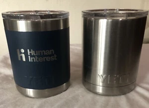 Lot of 2 YETI Rambler 10 oz Lowball Tumblers Stainless Steel 1 W/Logo * Free S/H - Picture 1 of 10