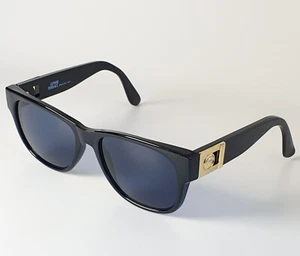 1990s GIANNI VERSACE Black Vintage Sunglasses Mod.411 Col.852 Gold Medusa Head - Picture 1 of 16