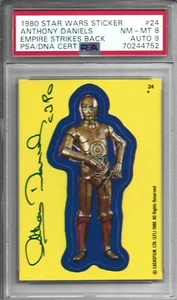 1980 TOPPS STAR WARS C-3PO -Empire Strikes Back Sticker ANTHONY DANIELS AUTO 8/9 - Picture 1 of 2