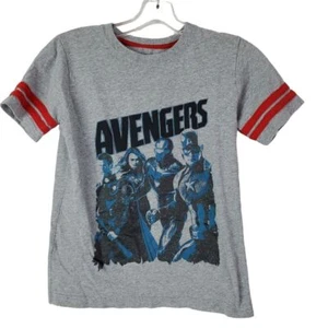 Avengers Comic Kids T-Shirt Size 8 Gray Marvel Boys Ironman Captain America - Picture 1 of 6