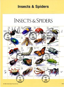 1999 USPS Souvenir 33¢ INSECTS AND SPIDERS SHEET OF 20 #9935 Watermark Archival - Picture 1 of 2