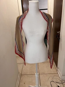 Liz Claiborne Multicolor Rectangle Scarf Pointed Ends Gold Floral 32x5.5 - Picture 1 of 3