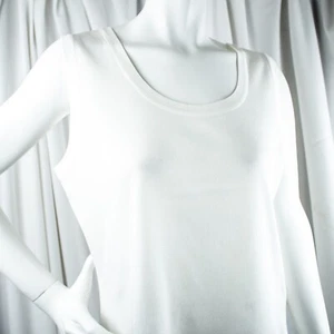 MISOOK New White Solid Acrylic Women Round Neck Tank Top Size L XL - Picture 1 of 10