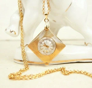 Reloj Colgante Oro Para Mujer Chaika Collar Soviético Damas Reloj Enchapado en Oro AU - Imagen 1 de 5