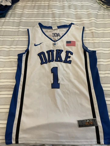 Kyrie Irving Duke Blue Devils Jersey  - Nike Elite. White And Blue. Small Cover