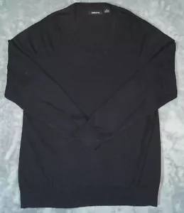 Claiborne Sweater Mens M Black Cashmere Blend V- Neck Soft - Picture 1 of 13