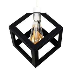MiniSun paralume da soffitto - paralume con ciondolo cubo nero opaco retrò - Foto 1 di 8