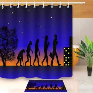 Human Progress Waterproof Bath Polyester Shower Curtain Liner Water Resistant - Bild 1 von 8