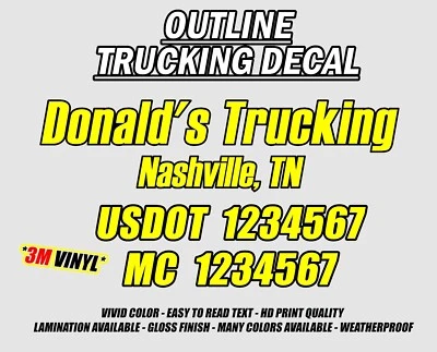 USDOT MC Número City State Carrier Semi Camión Vinilo Letras Calcomanía 2 Piezas Foto 1 de 4