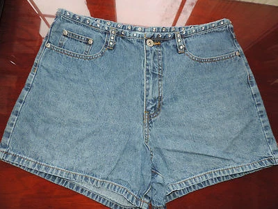  Pantalones Cortos de Denim L.A. Azul Estrás Acentuados Talla 12 (33" W, 4" I, 11" R) Foto 1 de 4