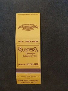 Buster's Discotheque Backgammom Club Cincinnati Ohio Vintage Matchbook Cover - Picture 1 of 2