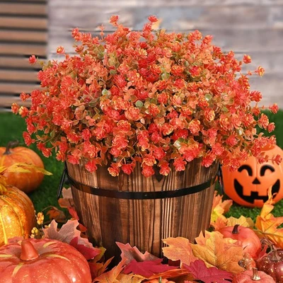 Decoración de otoño para mamás falsas - 12 paquetes resistentes a los rayos UV 12 paquetes, naranja verde  Foto 1 de 4