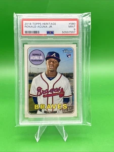 2018 Topps Heritage Ronald Acuna Jr #580 Rookie RC Braves MVP PSA 9 Mint - Picture 1 of 2