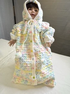 Handmade Crochet Baby Bunting Bag Pastel Color 21” Long 15” Wide 8” Sleeve - Picture 1 of 4