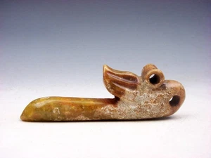 Old Nephrite Jade Stone Carved Dragon Head Blessing Ru-Yi #06112403 - Picture 1 of 6