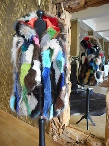 FUCHSWESTE PELZ WESTE MULTICOLOR FOX FUR VEST FELL WESTE FUCHS WESTE лис жилет - Bild 1 von 9