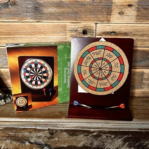 Desktop Dart Set Mini 2 Sided Revolving Inspirational Dad Gift Man Cave Mahogany - Picture 1 of 9