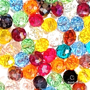 75 Pcs. Bead Lot Crystal Glass Faceted Rondelle Spacer Beads 8mm Mixed Bulk - Picture 1 of 3