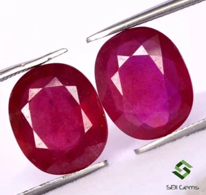 Natürlicher Rubin oval geschnittenes Paar 12x10 mm facettiert tiefroter Schirm Edelstein GF 10,70ct - Bild 1 von 6