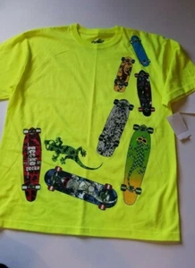 Jungen-T-Shirt Marke Gecko limettefarben mehrfarbig Skateboard Größe XL - Bild 1 von 4