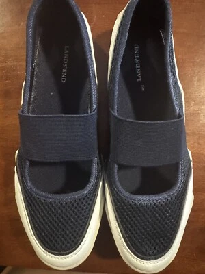 Lands End Shoes Womens Mary Jane Sneakers Navy & White Women’s Size 6.5 - Image 1 of 4