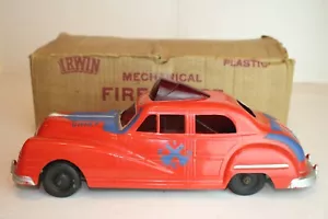 Irwin 1948 Chrysler Windup Fire Chief Car with Original Box, Read - Picture 1 of 12