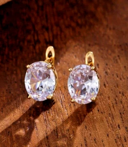 18K ROSE GOLD FILLED FLAME HOOP EARRINGS MADE WITH SWAROVSKI CRYSTALS GIFT ##20 - Picture 1 of 4