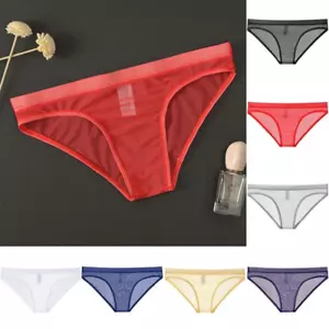 Men Low-Rise Underwear Briefs Sexy Breathable Mesh Thong See-Through Lingerie AU - Picture 1 of 20