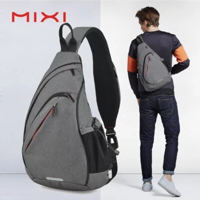 Mixi Men One Shoulder Backpack Women Sling Bag Crossbody USB Boys Cycling Sports - Image 1 of 4