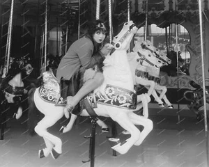 Carousel Rider Mustang Sally Vintage 8x10 Reprint Of Old Photo - Picture 1 of 1