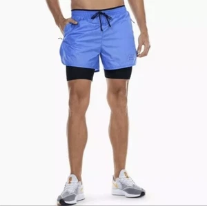 Pantaloncini Uomo Nike Repel 2-n-1 Running 7" Blu Nero Spiaggia Piscina FB8544-450 Taglia M - Foto 1 di 4
