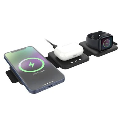 MyCharge 3-in-1 Wireless Charging Pad iPhones,Airpods and Apple Watches Black - Image 1 of 2