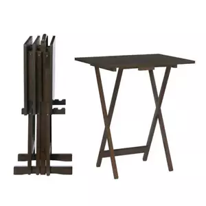 Linon Home Decor Folding Accent Tables 23.63" Rectangular Wood Frame (5-Pack) - Picture 1 of 9