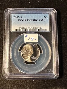 2007 S JEFFERSON NICKEL PCGS PR69DCAM 389 - Picture 1 of 4