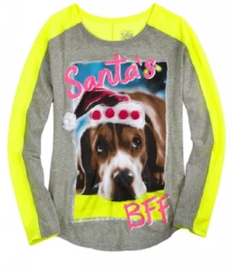 NWT Justice Girls Santa's BFF Basset Hound Christmas Tee Top Upick Size - Picture 1 of 1