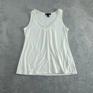 White House Black Market Sleeveless V-Neck Embroidered Tank Top M 3656 - Picture 1 of 8