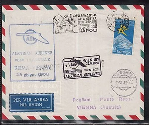 A 47) Italia hermosa cubierta de vuelo 1958 - Austrian Airlines Roma a Viena - Imagen 1 de 1