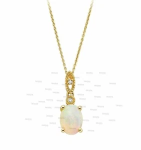0,05 quilates COLLAR COLGANTE CON DIJE DE MAL DE OJO PIEDRA ÓPALO DIAMANTE VS EN ORO DE 14K - Imagen 1 de 3