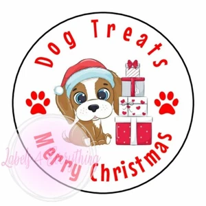 Christmas Dog Treats Stickers Labels Tag Gifts Sweet Cones Bones Dog Pet Present - Picture 1 of 1