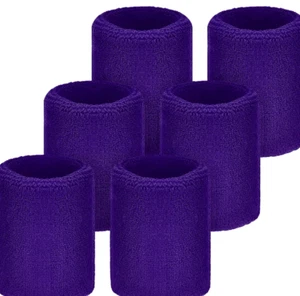 3 Paar Sport Yoga Basketball Unisex Baumwolle/Elasthan/Nylon lila SWEATBÄNDER - Bild 1 von 7