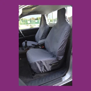 Grey Front (Integral Headrests) Waterproof Seat Covers for Toyota Hilux 2016+ - Picture 1 of 2
