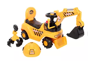 RICCO 2 in 1 Ride On Toy Digger Excavator Grabber Bulldozer with Helmet - New IB - Picture 1 of 12