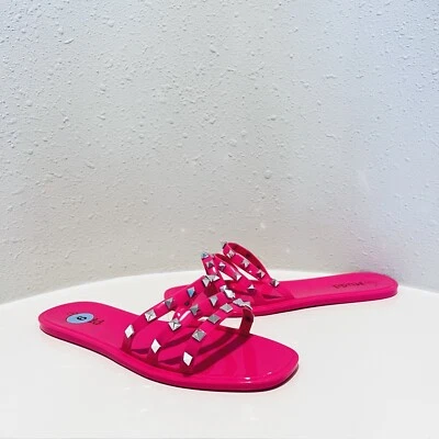 Mudd Women’s Papaya Studded Jelly Fuchsia Sandals Size US 9 NEW Foto 1 de 4