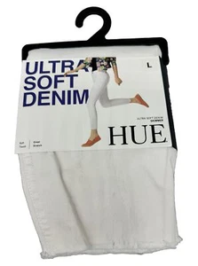 New HUE Ultra Soft Denim Skimmer Leggings White Real Back Pockets Size L - Picture 1 of 9